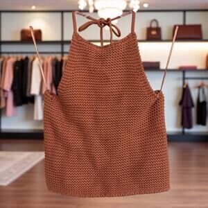525 Born in BKLYN Terracotta Knit Halter Top XS NWT